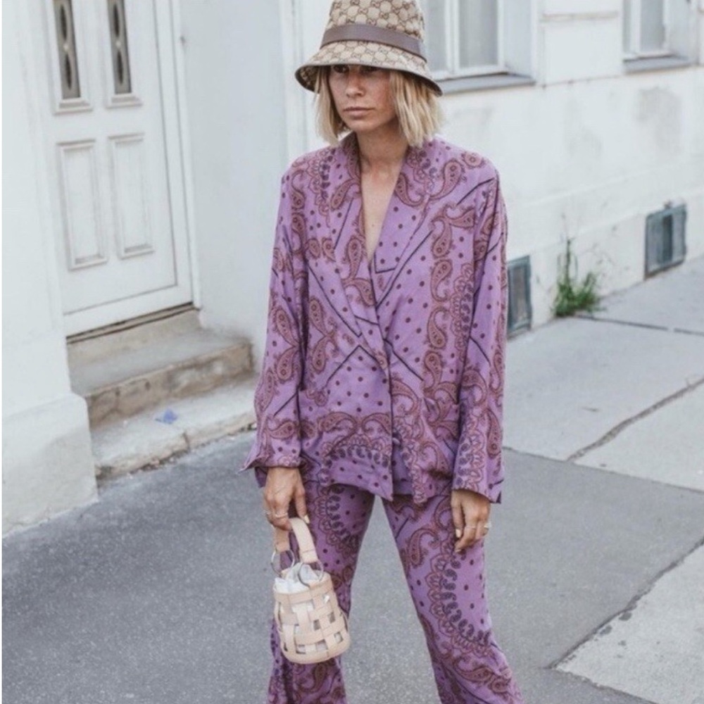 Zara Lavender Paisley Suit Jacket